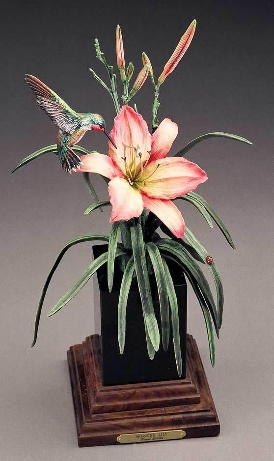 Morning Lily—Flower Original Bronze Sculpture - Wild Wings