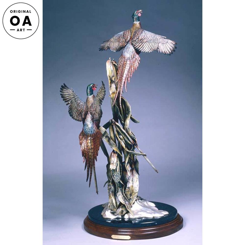 Winter Harvest—Pheasants Original Bronze Sculpture - Wild Wings