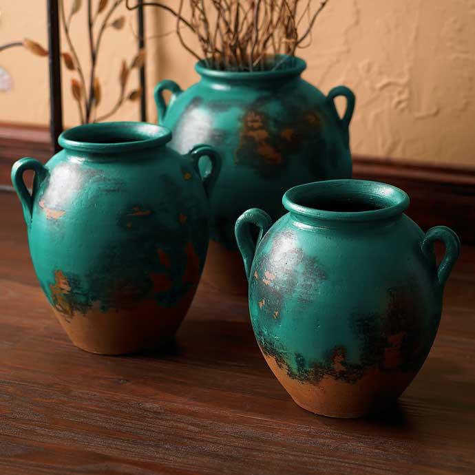 Turquoise Clay Pots (Set&nbsp;of&nbsp;3) - Wild Wings