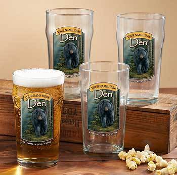 Bear Den—Black Bear Personalized Lager Glasses - Wild Wings