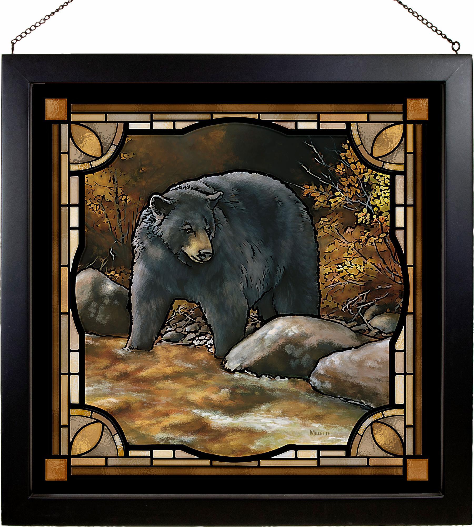 Streamside - Black Bear Stained Glass Art - Wild Wings