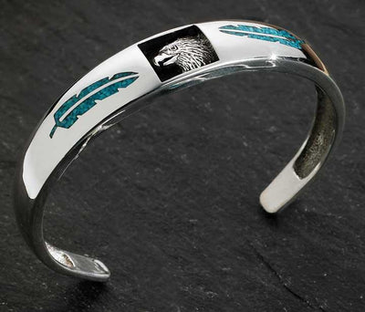 Turquoise Eagle and Feathers Bracelet - Wild Wings