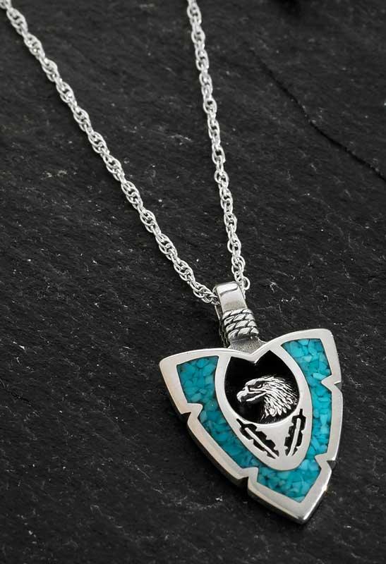 Silver & Turquoise Eagle Necklace - Wild Wings