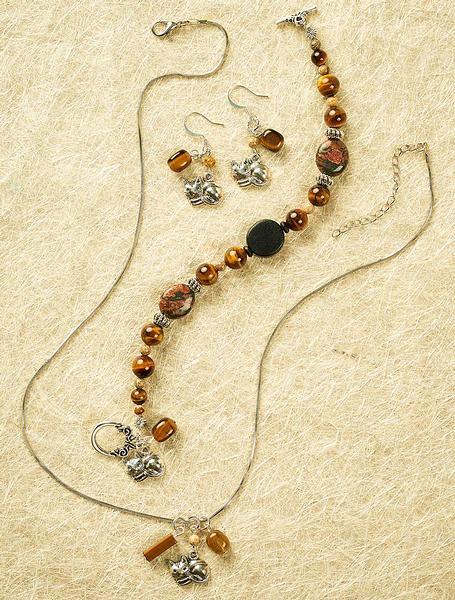 Sleeping Cat Necklace, Earrings & Bracelet - Wild Wings