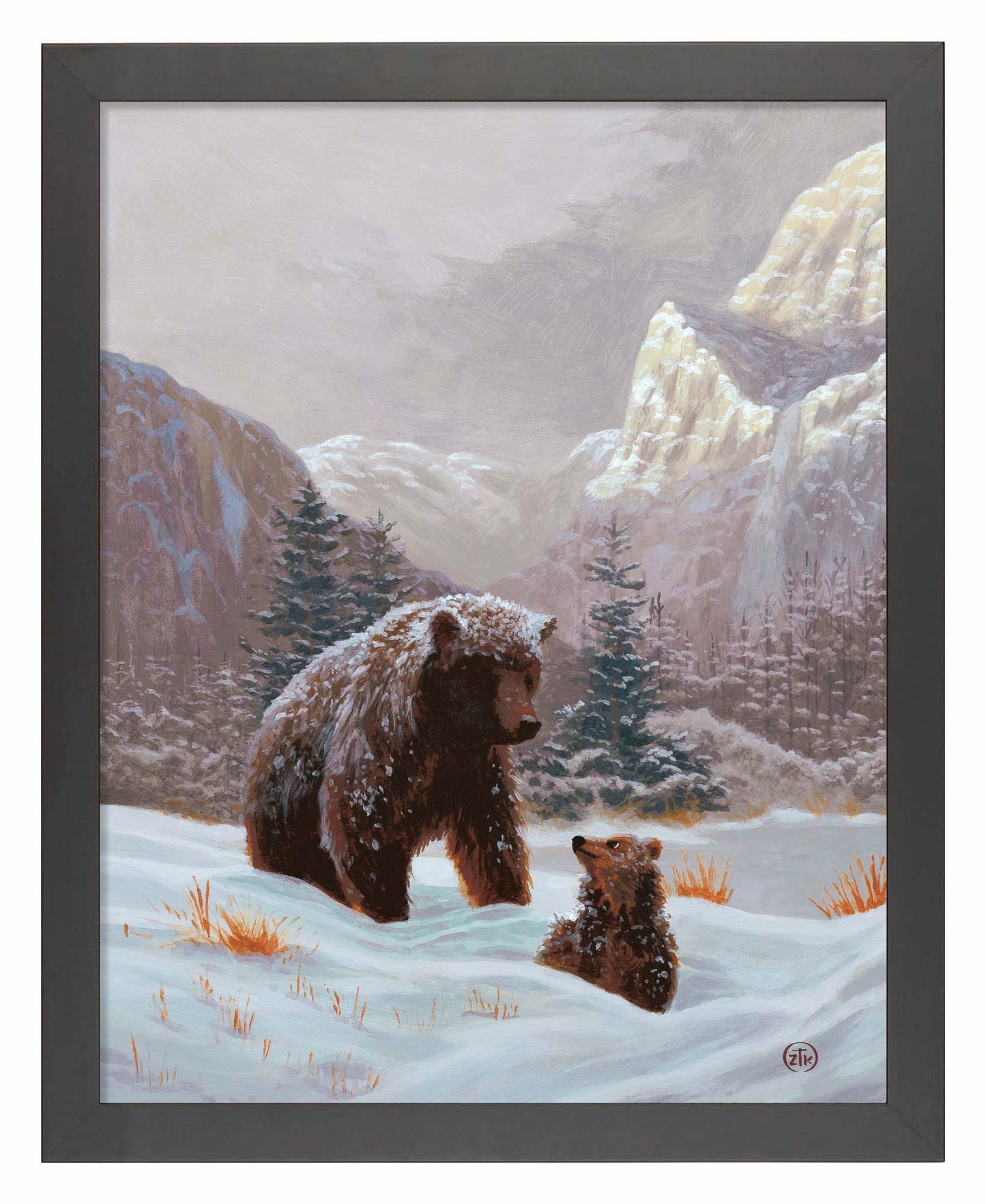 Snow Day—Grizzly Bear Art Print - Wild Wings