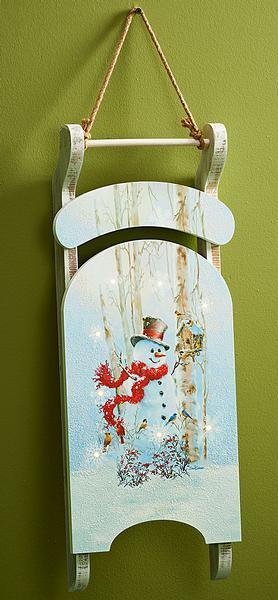Snowman Wooden Sled Wall Decor - Wild Wings
