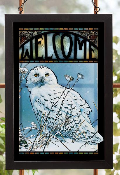 Welcome—Snowy Owl Stained Glass Art - Wild Wings