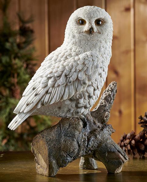 Perched Snowy Owl Sculpture - Wild Wings