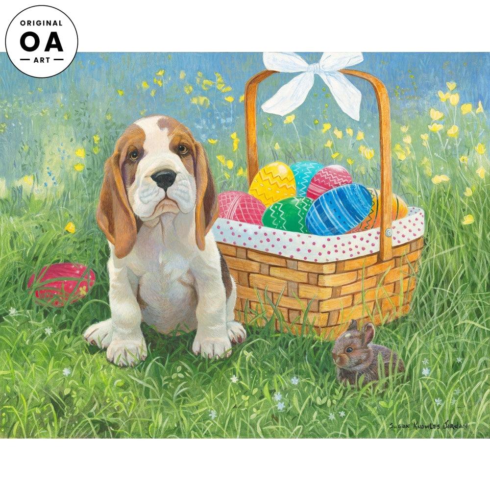 Spring Ahead—Beagle Pup & Bunny Original Acrylic Painting - Wild Wings