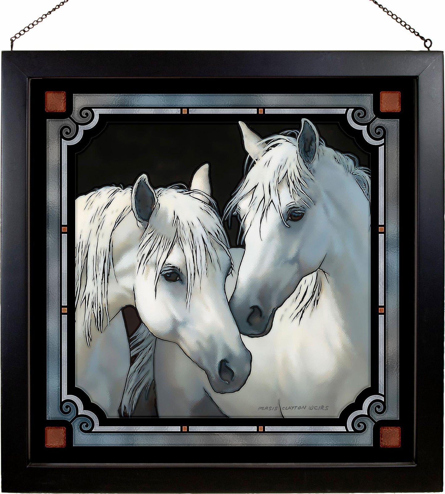Stable Mates - Horses Stained Glass Art - Wild Wings