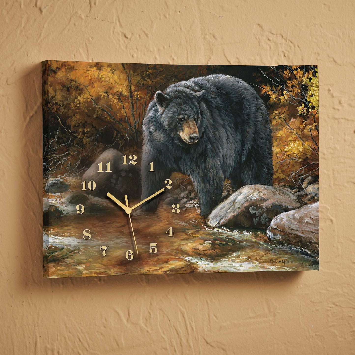 Streamside Bear Canvas Clock - Wild Wings