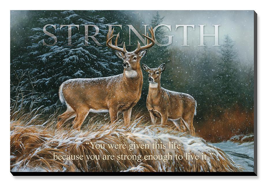 Strength—Buck and Doe 12" x 18" Motivational Sign - Wild Wings