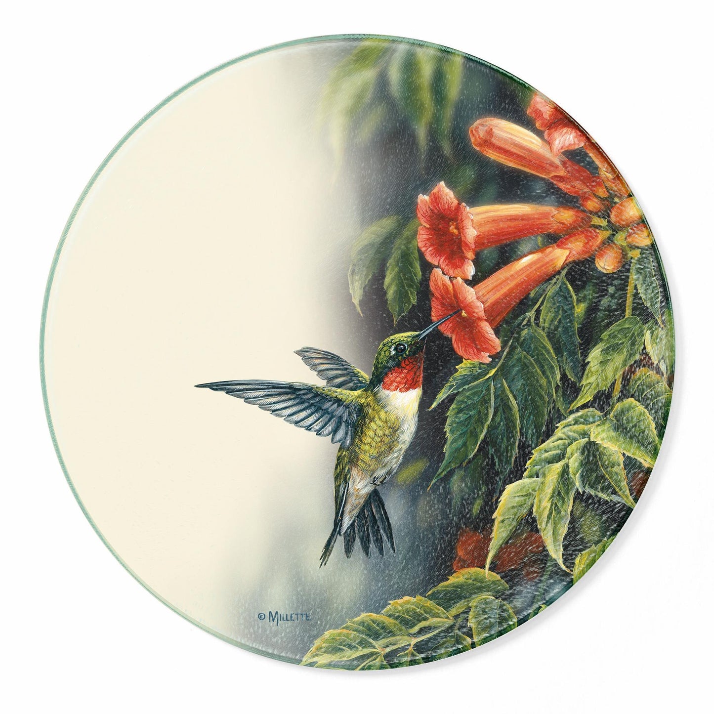 Summer - Ruby-throated Hummingbird Round Cutting Board - Wild Wings