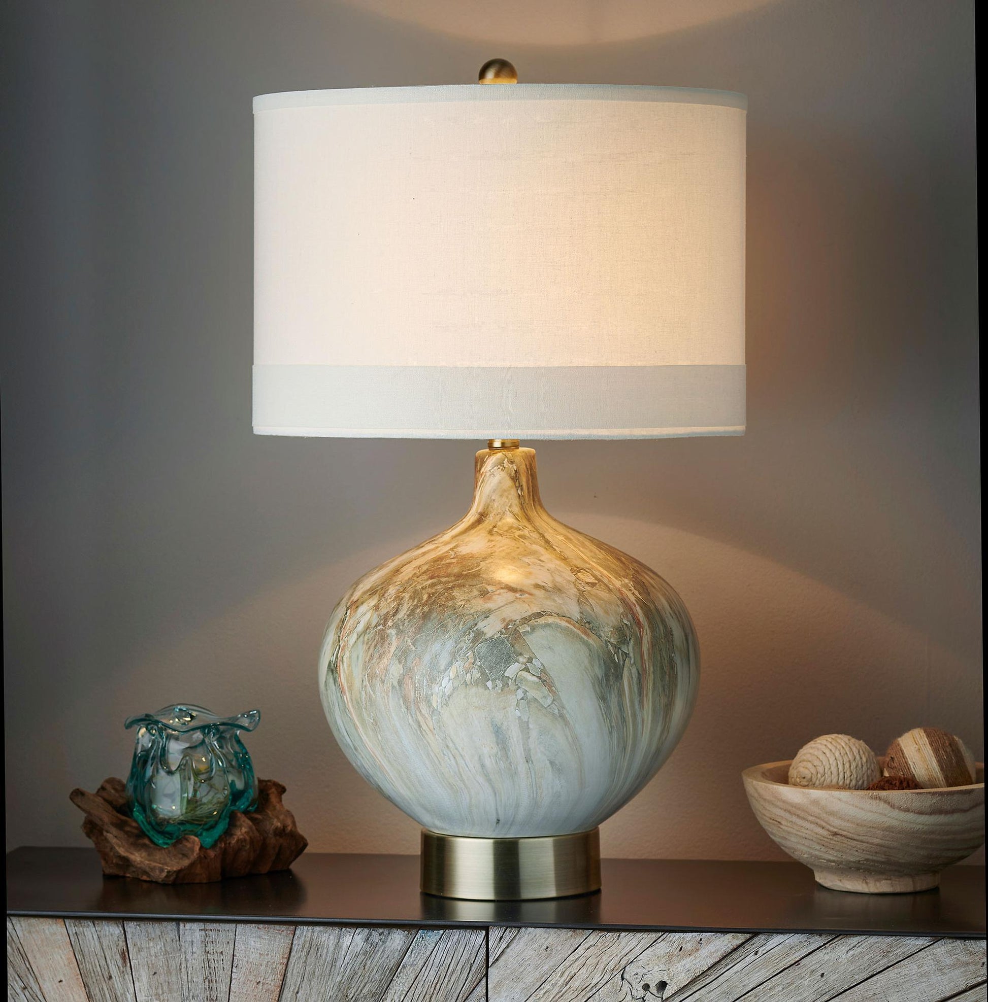 Colossal Marble—styled Ceramic Accent Lamp - Wild Wings