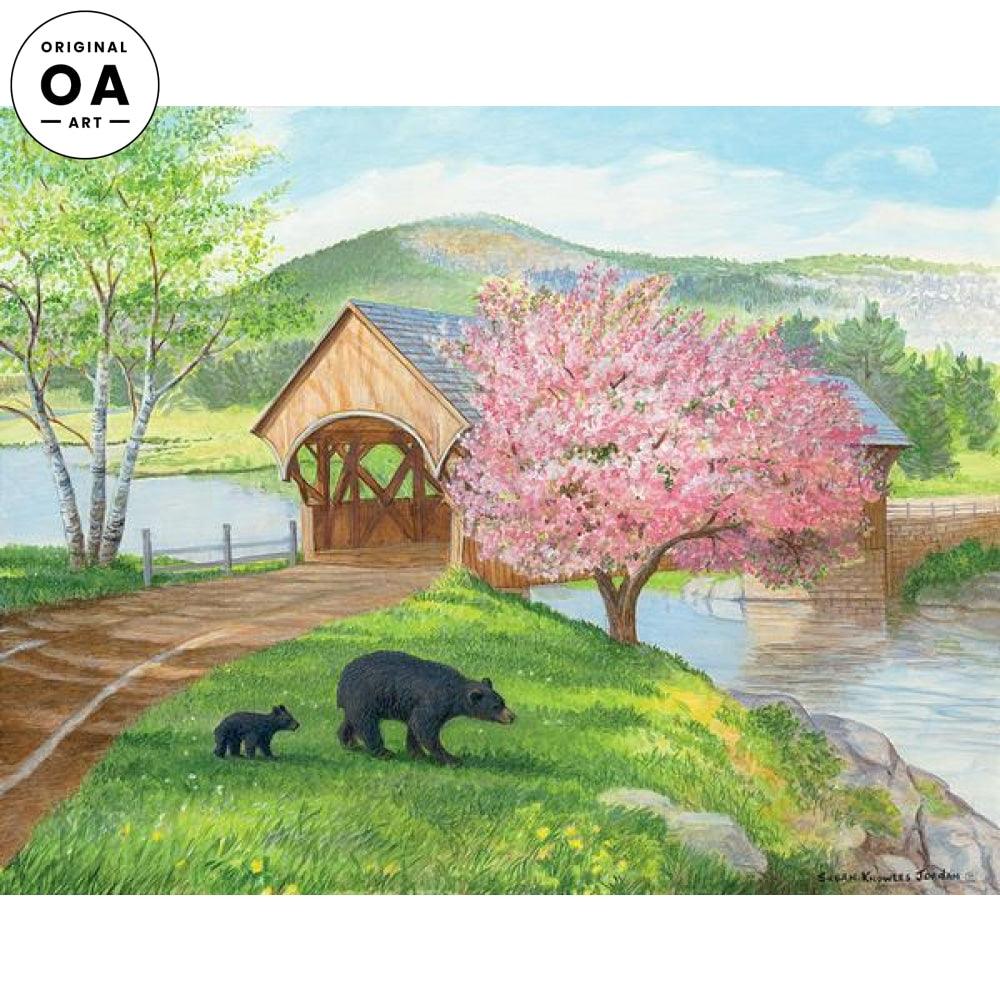 Sunday River—Covered Bridge & Bears Original Acrylic Painting - Wild Wings