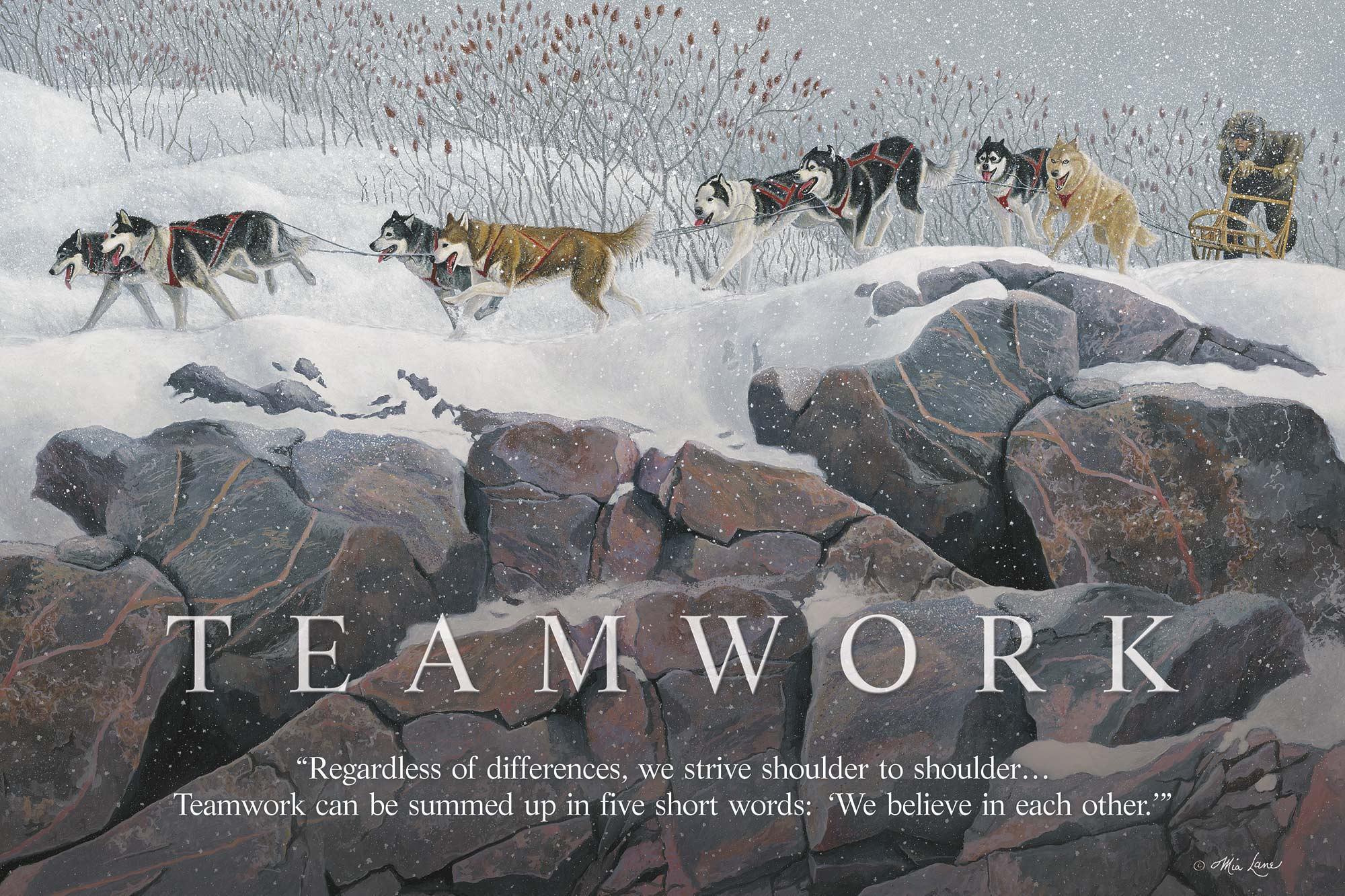 Teamwork—Huskies 12" x 18" Wood Sign - Wild Wings