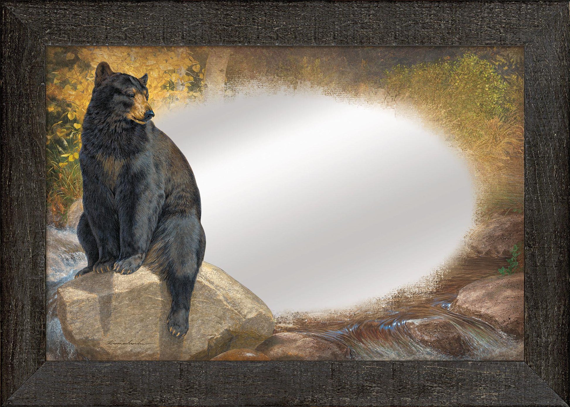 The Paws that Refreshes - Black Bear Large Decorative Mirror - Wild Wings