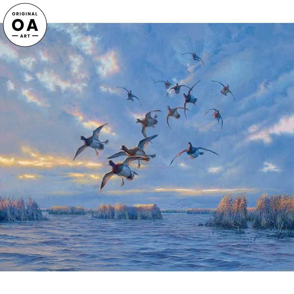 The Straights—Bluebills Original Oil Painting - Wild Wings