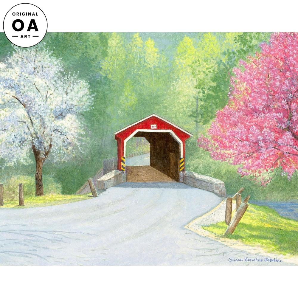 Think Spring—Covered Bridge Original Acrylic Painting - Wild Wings