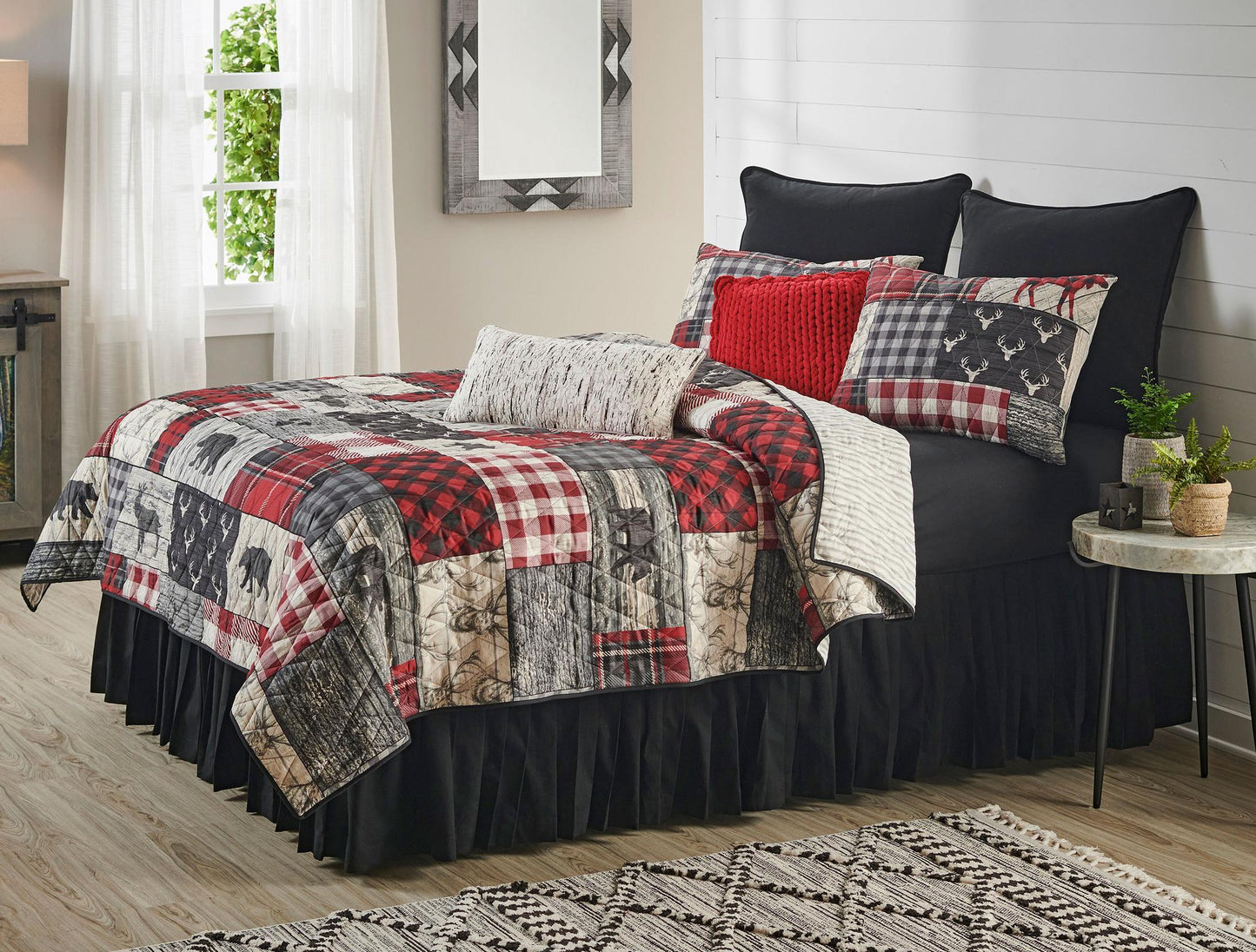 Check Plaid Lodge Bedding Set (Twin) - Wild Wings
