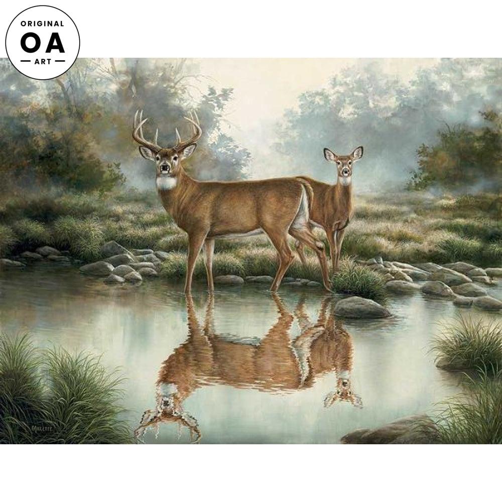 Tranquil Waters—Whitetail Deer Original Acrylic Painting - Wild Wings