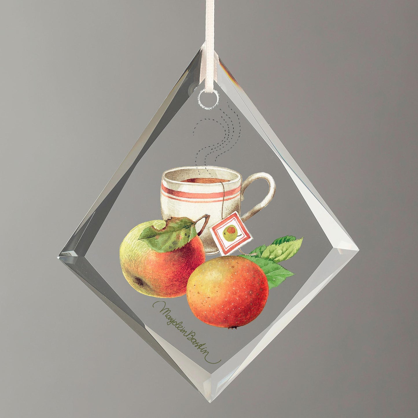 Cup of Apple Tea Tear Drop Glass Ornament - Wild Wings