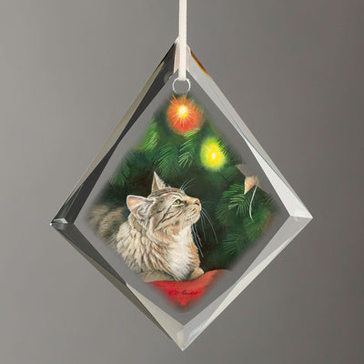 Holiday Dazzle - Cat Tear Drop Glass Ornament - Wild Wings
