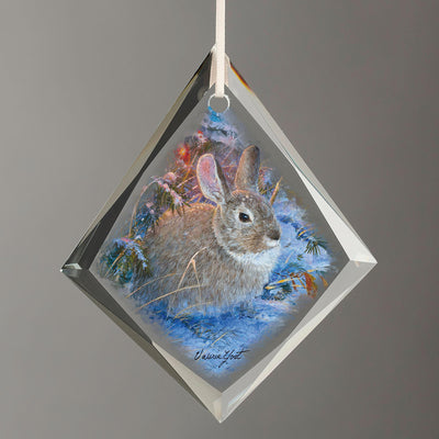 Once Upon a Time Under a Chrismas Tree - Cottontail Tear Drop Glass Ornament - Wild Wings
