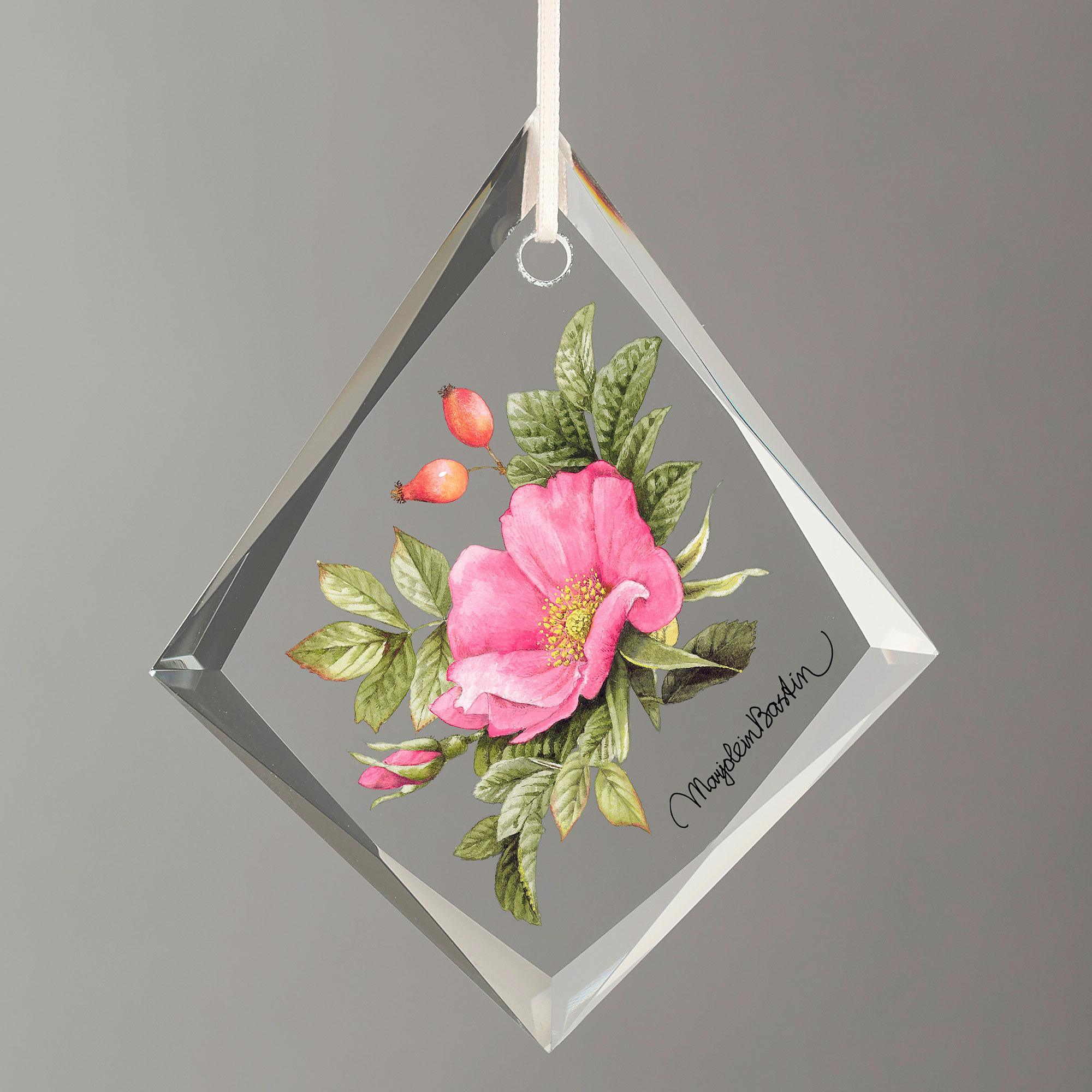 Pink Roses Tear Drop Glass Ornament – Wild Wings