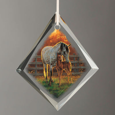 Quiet Time - Horses Tear Drop Glass Ornament - Wild Wings