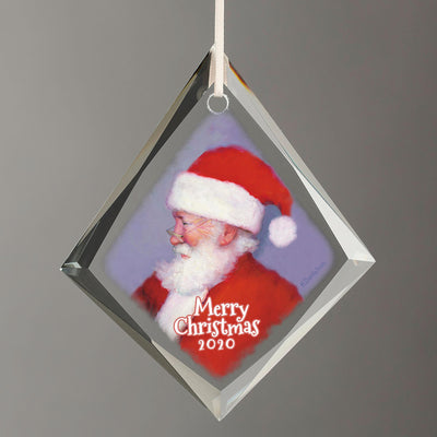 Merry Christmas 2020 Santa Tear Drop Glass Ornament - Wild Wings