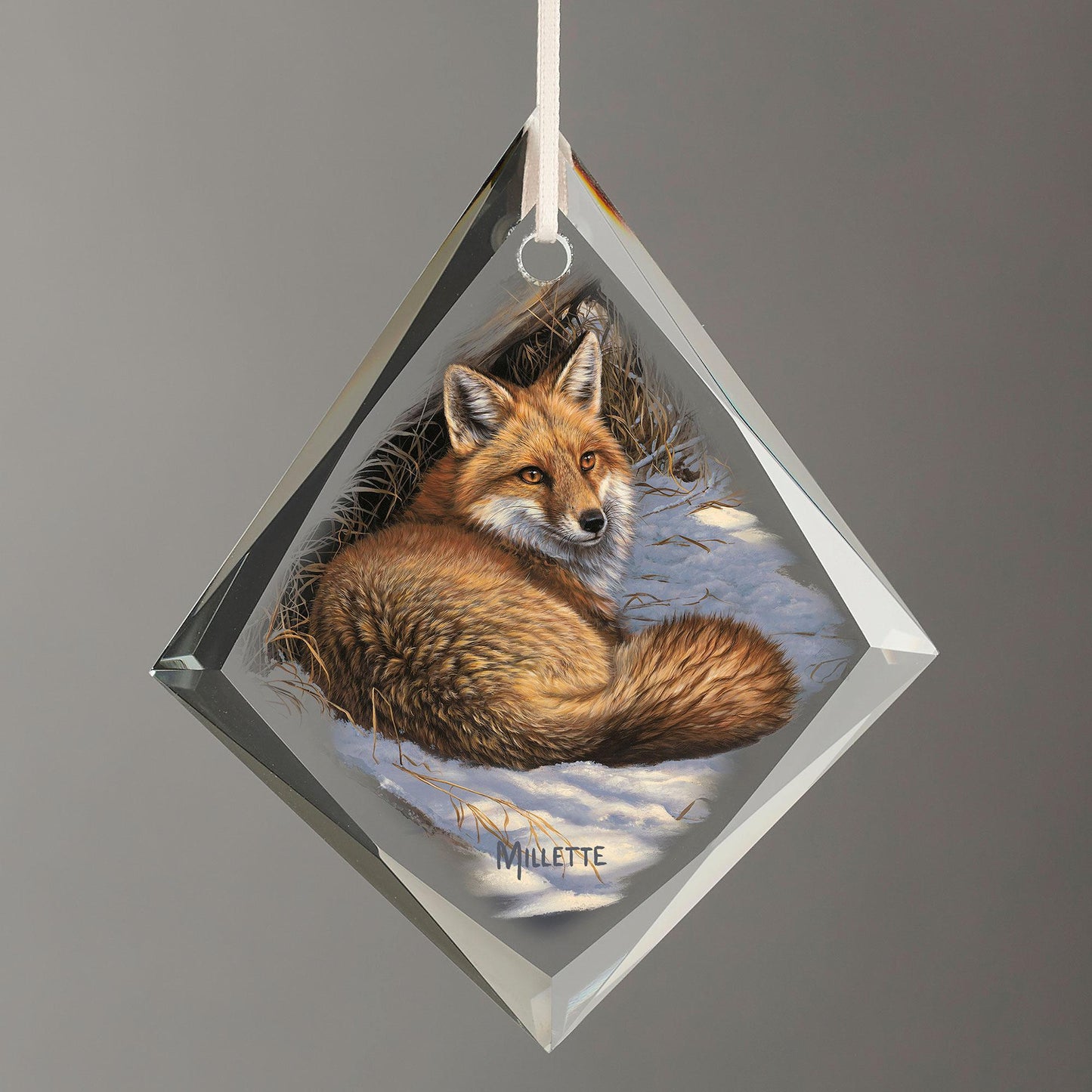 Restful Moment - Fox Tear Drop Glass Ornament - Wild Wings