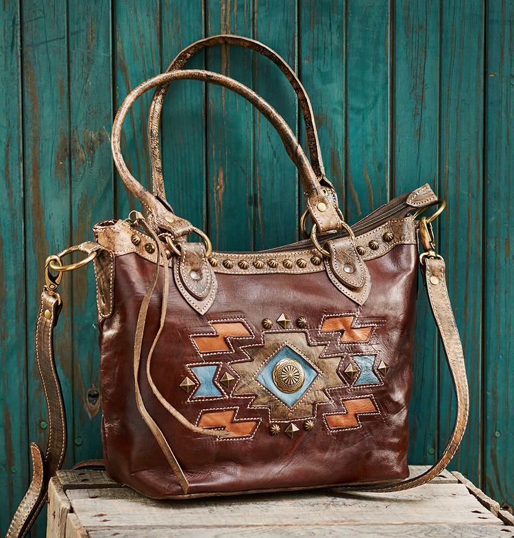 Tribal Native American Leather Tote - Wild Wings