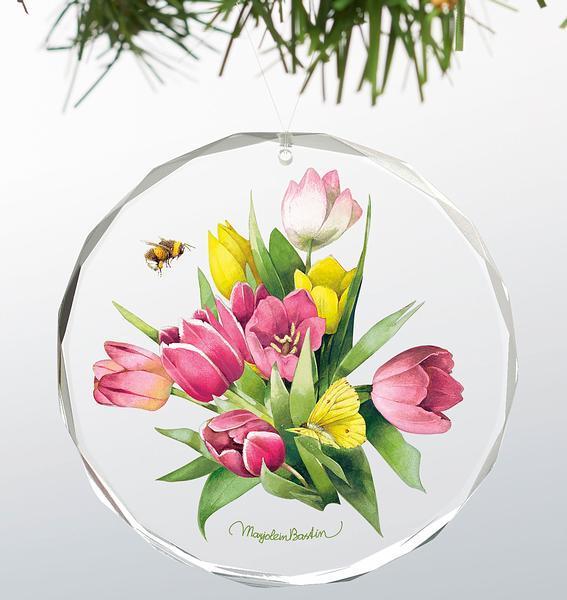 Tulip Treasure Round Glass Ornament - Wild Wings