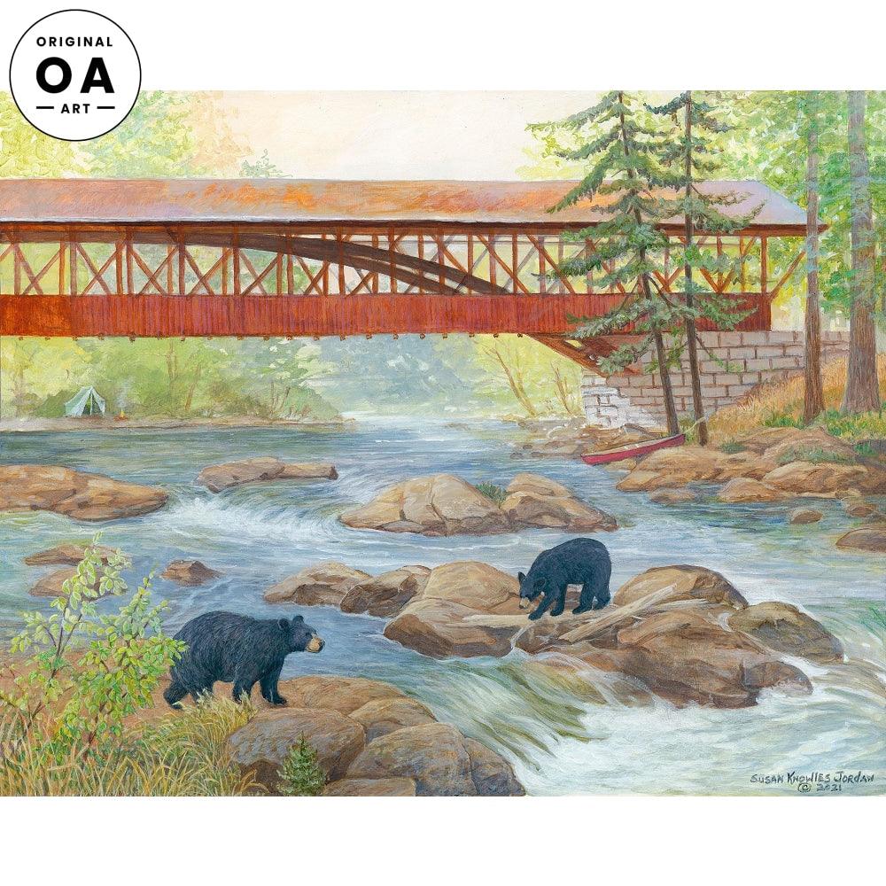 Two Bear—Covered Bridge Original Acrylic Painting - Wild Wings