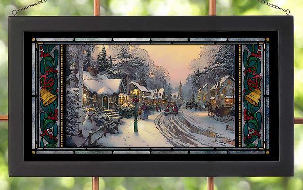 Village Christmas Stained Glass Art - Wild Wings