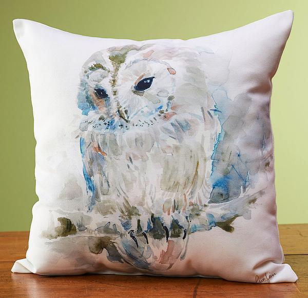 Watercolor Owl Pillow - Wild Wings