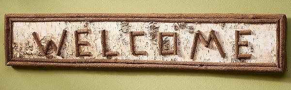 Welcome Rustic Twig Wood Sign - Wild Wings