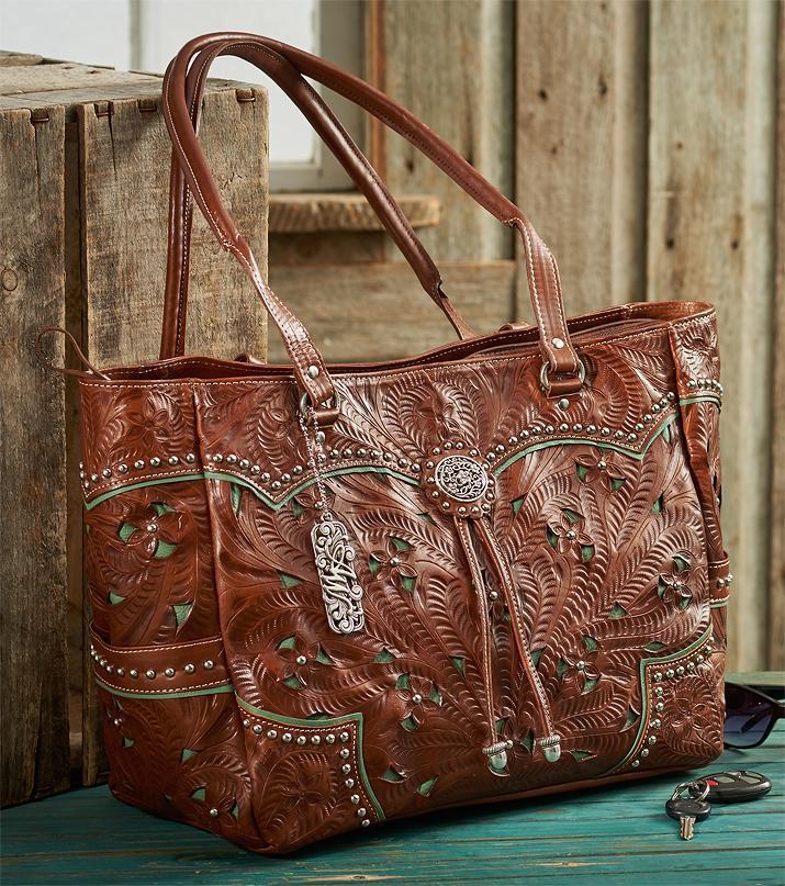 Western Leather Tote - Wild Wings