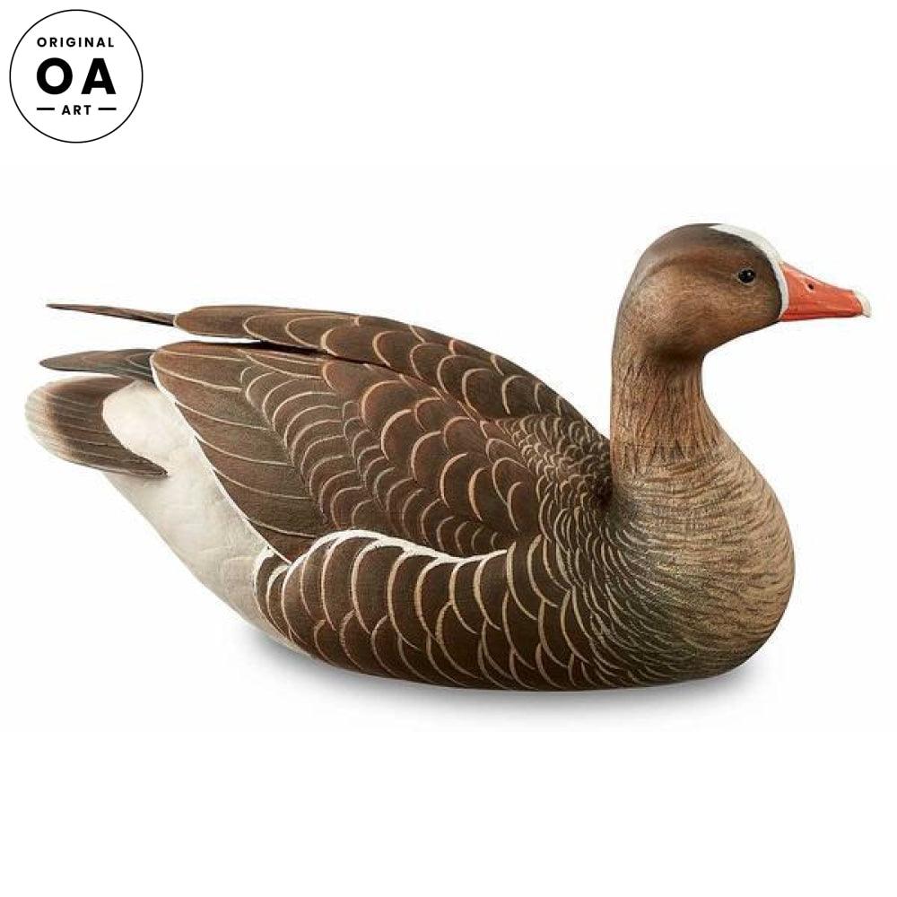 White—Fronted Goose Original Wood Carving - Wild Wings