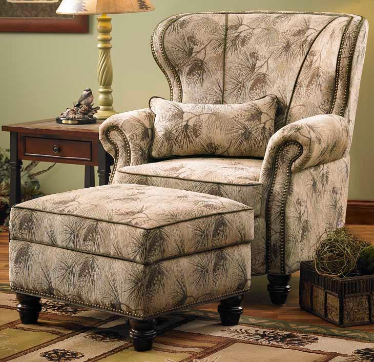 White Pine Dusk Chair & Ottoman - Wild Wings