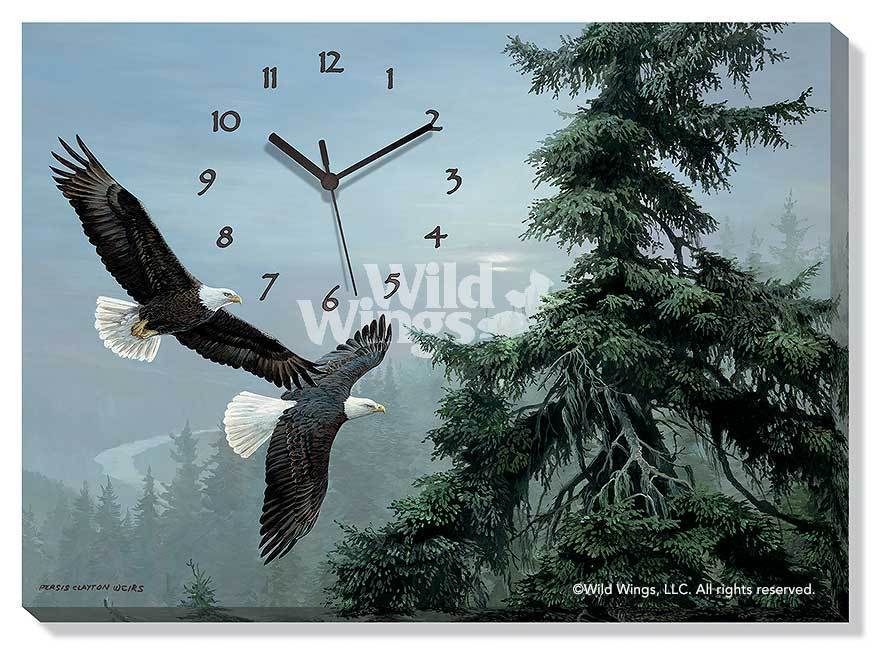 Above The Mist - Bald Eagle Canvas Clock - Wild Wings