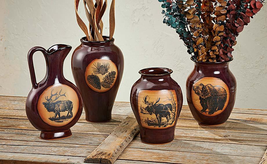 Wildlife Stoneware Pottery Vase Collection - Wild Wings